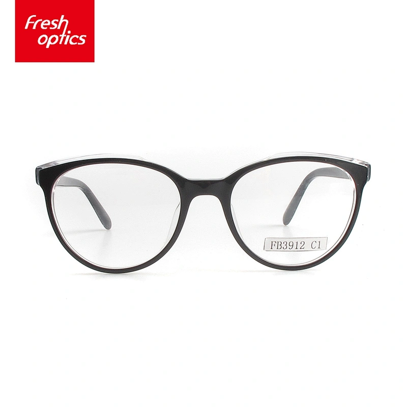 FB3912 Black Transparent Acetate Glasses Fashion Optical Frame Eyewear For Men