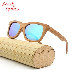 Handmade bamboo sun glasses with blue coating polarized lens sunglasses custom 2019