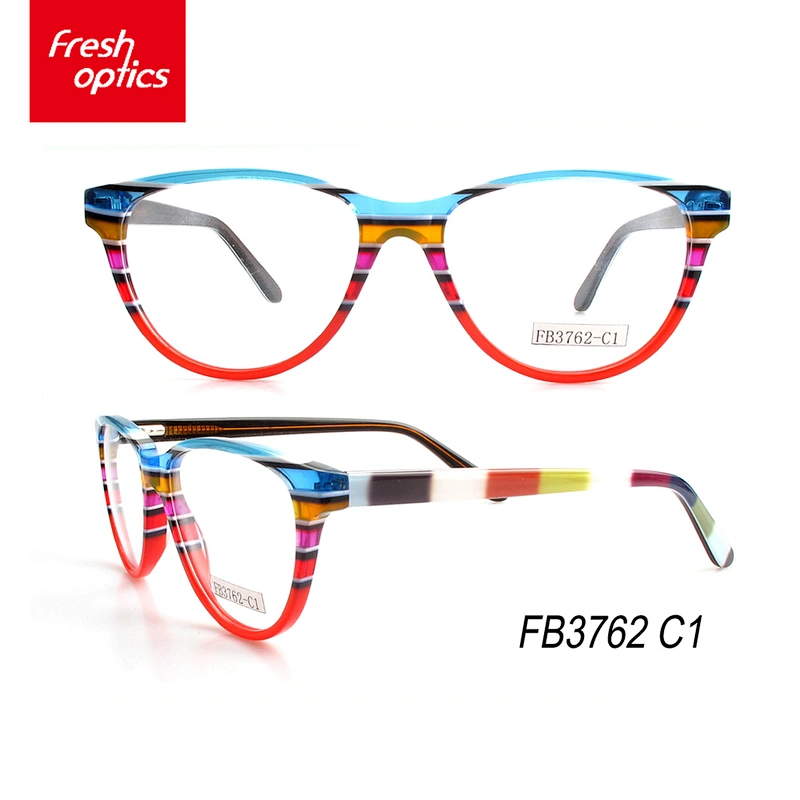 FB3762 Acetate Girl Style Eyewear Frames With Colorful Printing