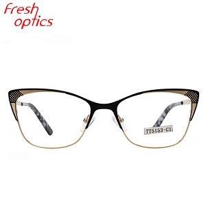 Factory direct latest anticorrosion metal cat eyeglasses optical frame for women