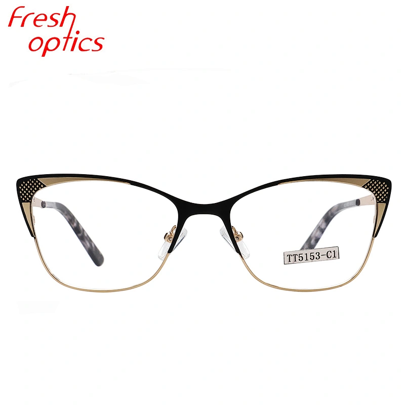 Factory direct latest anticorrosion metal cat eyeglasses optical frame for women