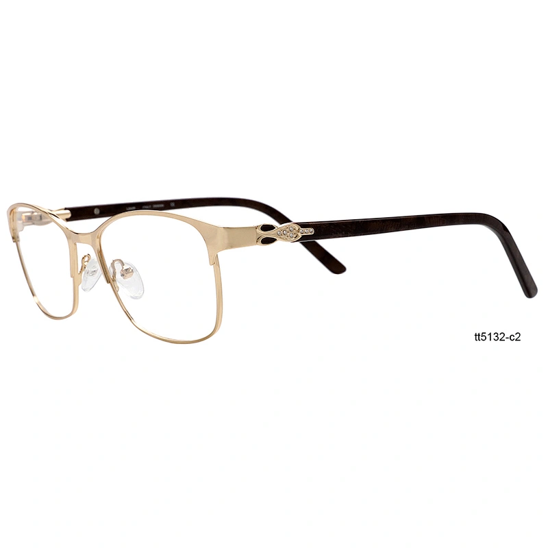 Gold metal CE german eyewear prescription stainless steel optical eyeglasses frames with diamond