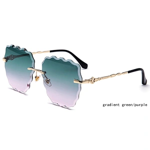 Italy Design Mirror ocean Lens sun glasses women rimless sunglasses ready stock