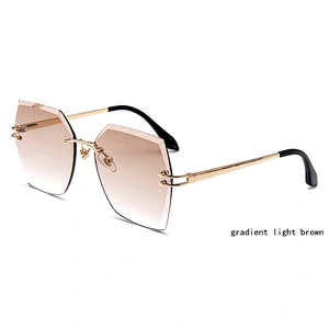 Factory price colorful PC sun glasses cheap promotional ocean lens frame rimless sunglasses