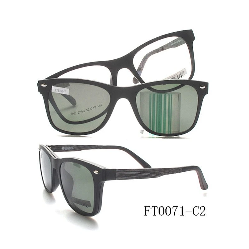 FT0071 Fashion Design Width Temple Ultem Clip On Sunglasses