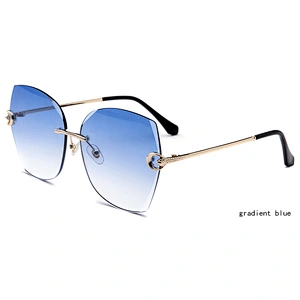 Fashionable best seller gradient ocean lens rimless sunglasses eyewear