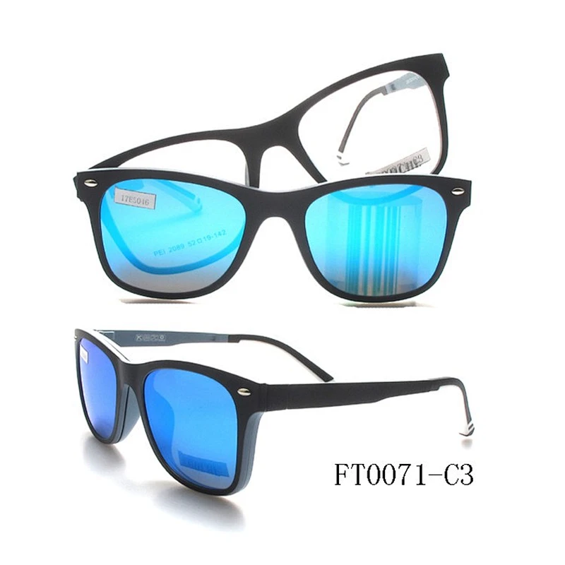 FT0071 Fashion Design Width Temple Ultem Clip On Sunglasses