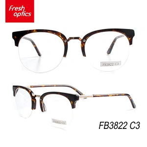 FB3822 Acetate Half Rim Optical Frames With Metal Bridge