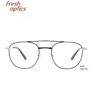Hot sale young fashion designer double bridge metal eyeglasses frames glasses 150mm