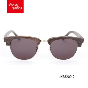 JK58200 Handmade Bamboo Wood Glasses With Metal Half Rim