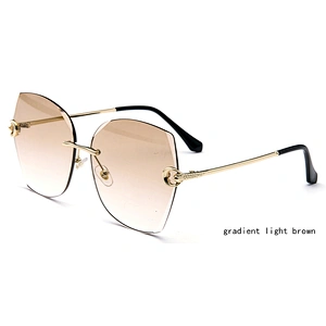 Fashionable best seller gradient ocean lens rimless sunglasses eyewear