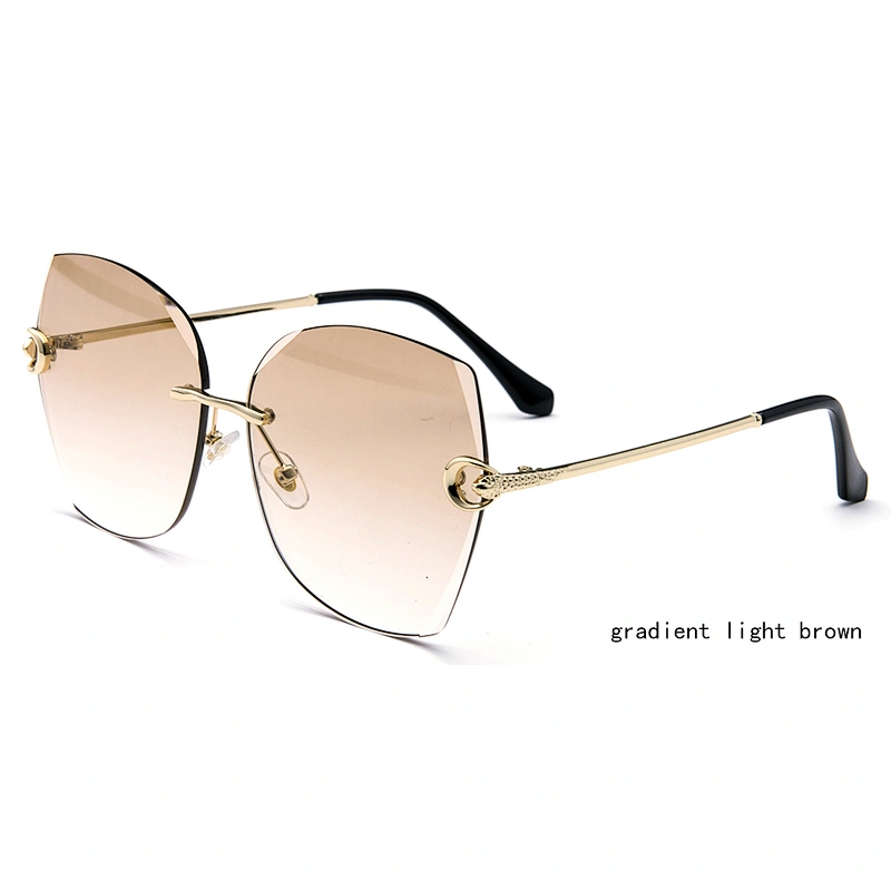 Fashionable best seller gradient ocean lens rimless sunglasses eyewear