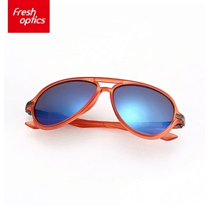 6P007 Designer Double Bridge Bright Red Plastic Sunglasses