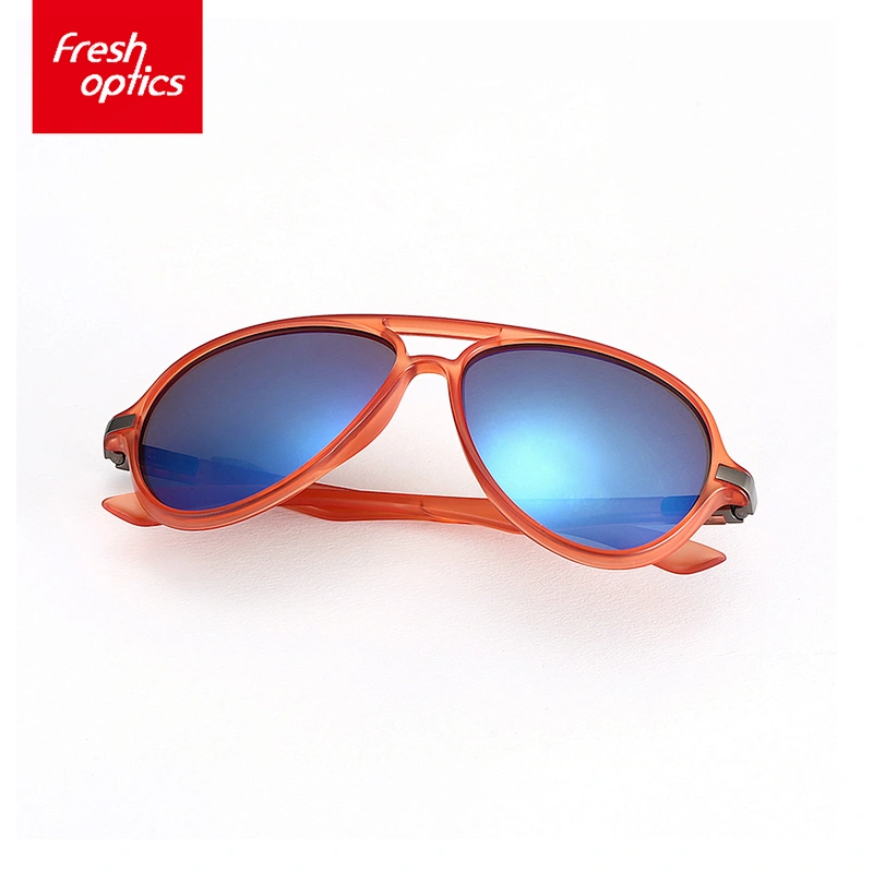 6P007 Designer Double Bridge Bright Red Plastic Sunglasses