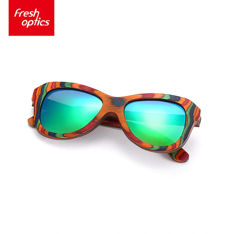 6W003 Color wood grain sunglasses,fashion polarized wooden sunglasses