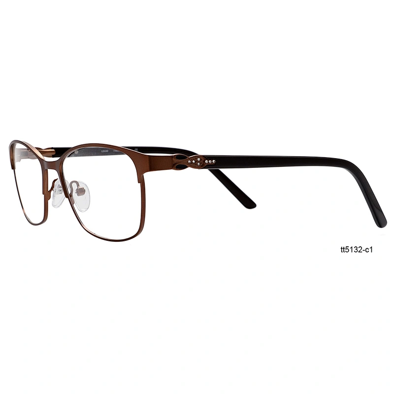 Gold metal CE german eyewear prescription stainless steel optical eyeglasses frames with diamond