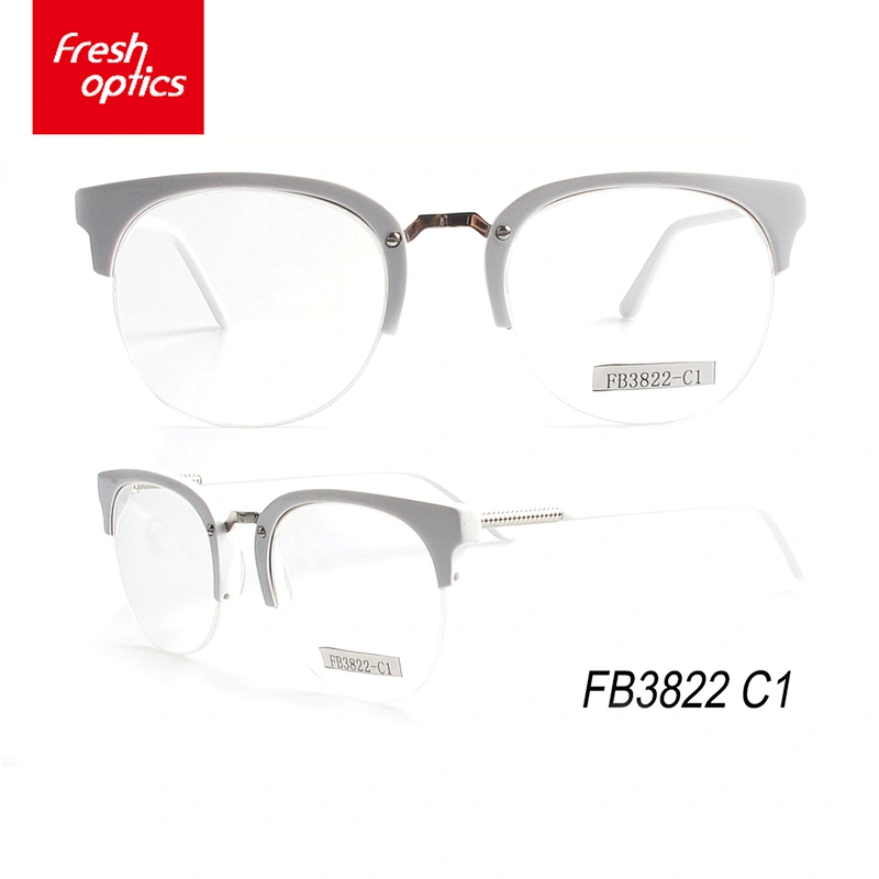 FB3822 Acetate Half Rim Optical Frames With Metal Bridge