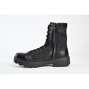 new style Military Boot injection sole zipper side leather shoes