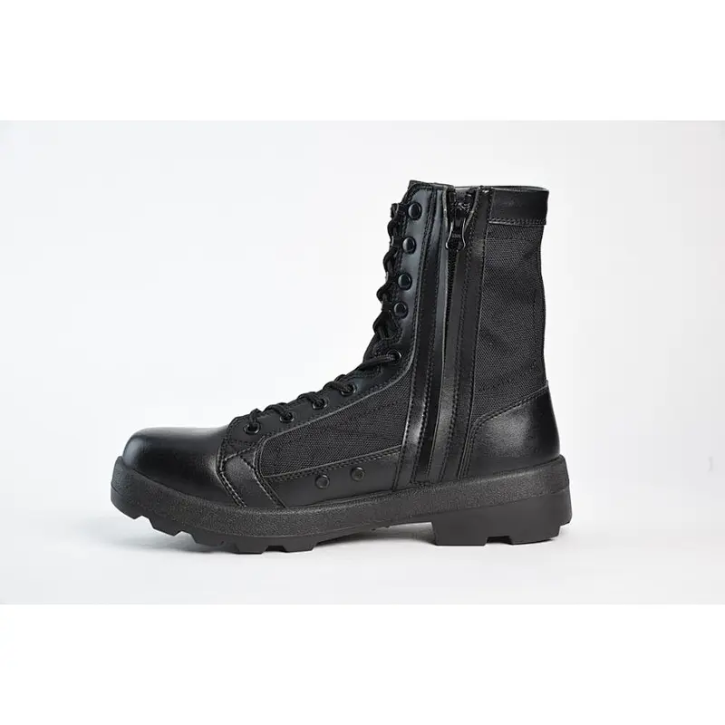 new style Military Boot injection sole zipper side leather shoes