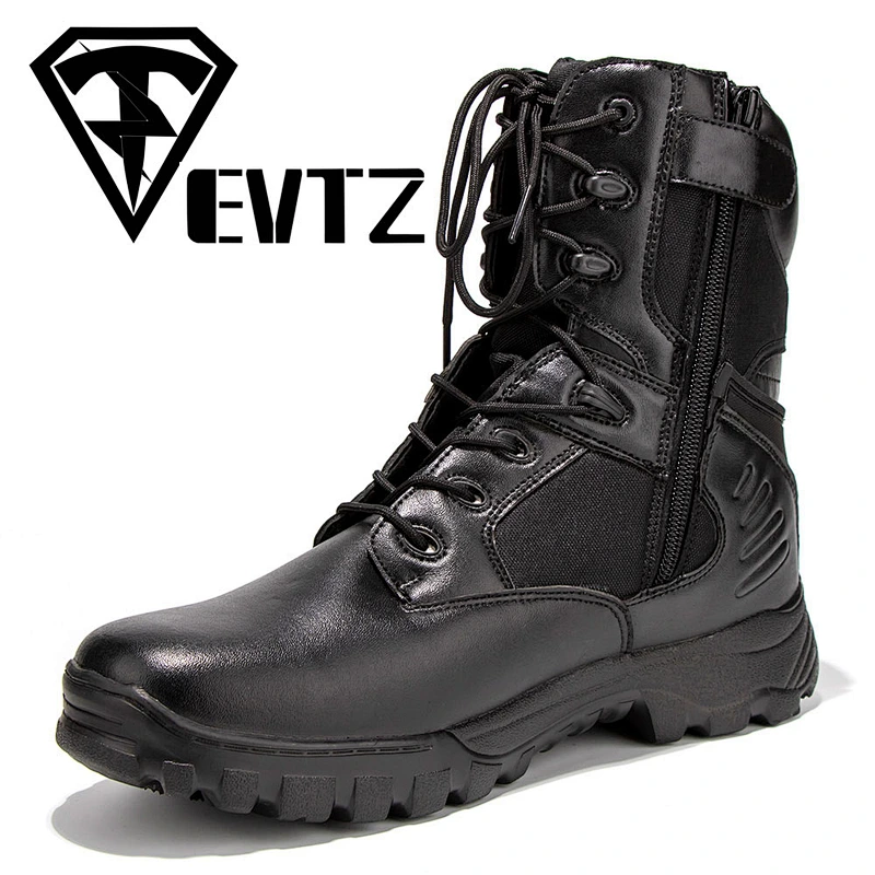 New Style black leather military boots