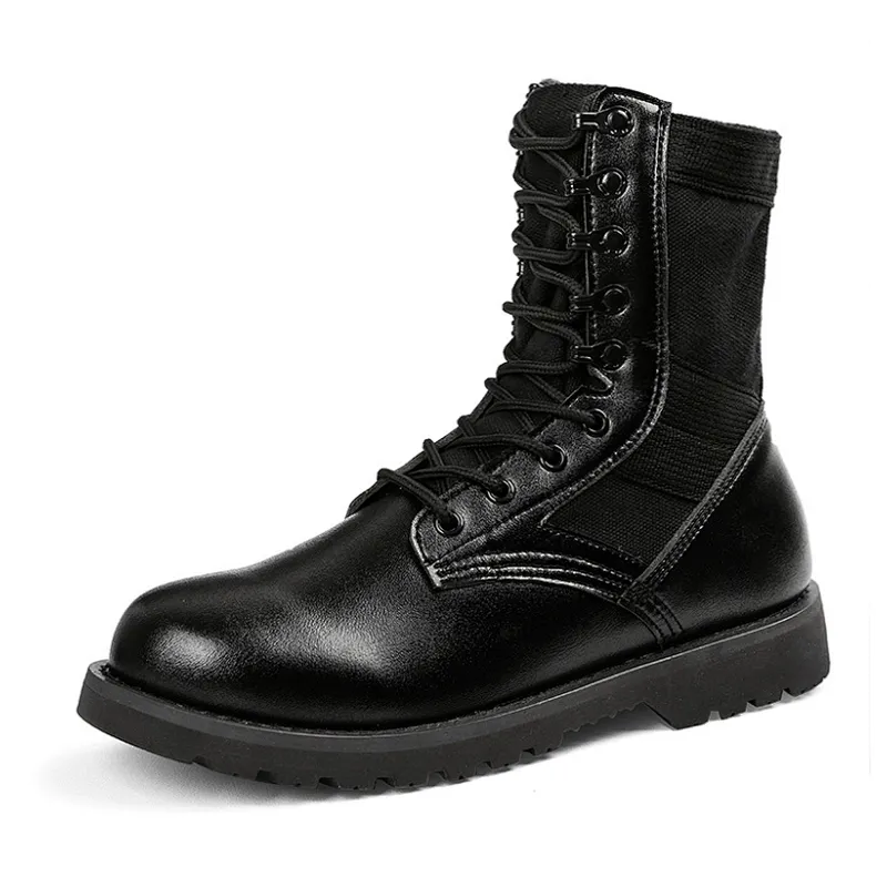 black leather military boots hiking boot walking shoes climbing shoes OUTDOOR SHOES