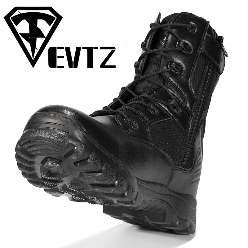New Style black leather military boots