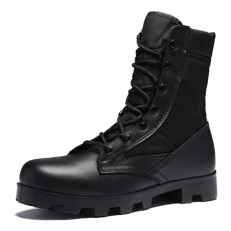 Factory cheap leather tactical desert boots army military combat boots Panama boots combat