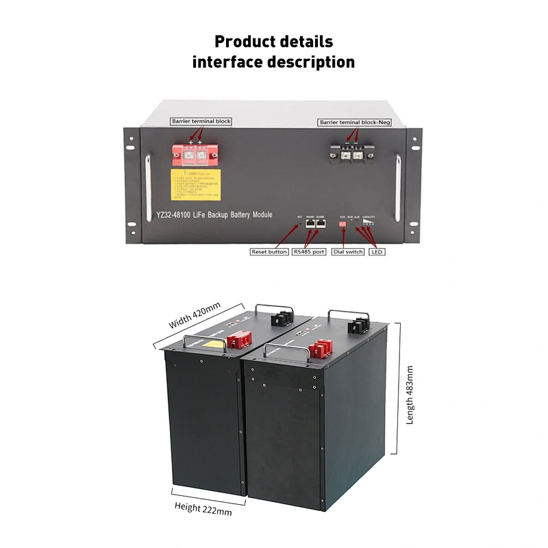 UN38.3 High Capacity Lead Acid Replacement 100Ah LiFePo4 Lithium Battery for Solar Storage Cycle Life 3000 Times