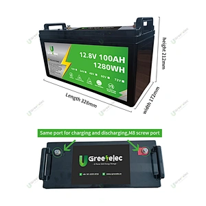 U-Greenelec Lifepo4 12.8V/100Ah Golf Carts RV Battery lithium battery for lead acid replacement