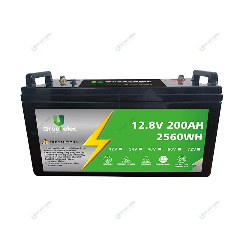 Custom made 12.8v 200ah LiFePO4 Greenelec lithium ion battery for replacement of lead-acid battery 200AH