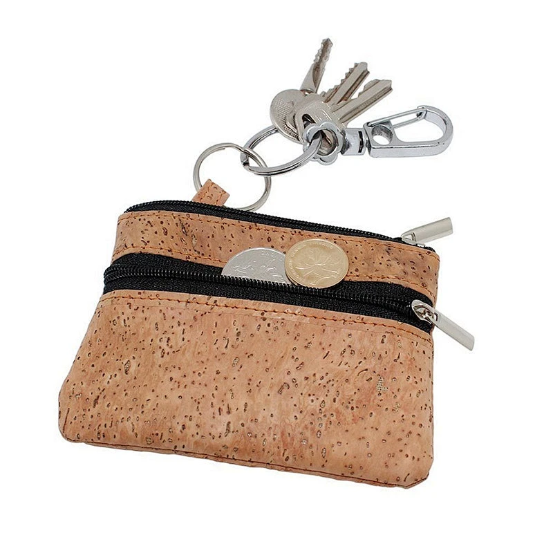 Boshiho cork coin pouch with cork keychain earphone holder bag carrying case