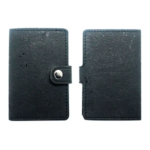 Boshiho cork aluminium alloy pu leather business name pop up card holder