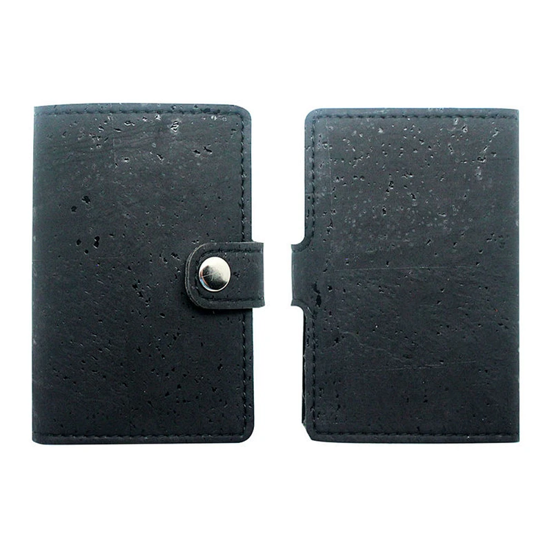 Boshiho cork aluminium alloy pu leather business name pop up card holder