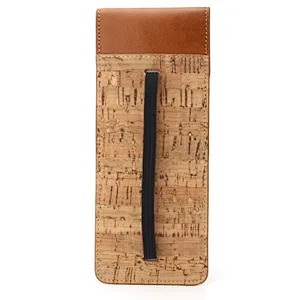 eco-friendly cork pencil case school supplies pen purse for office cheap cover leather pencil pouch