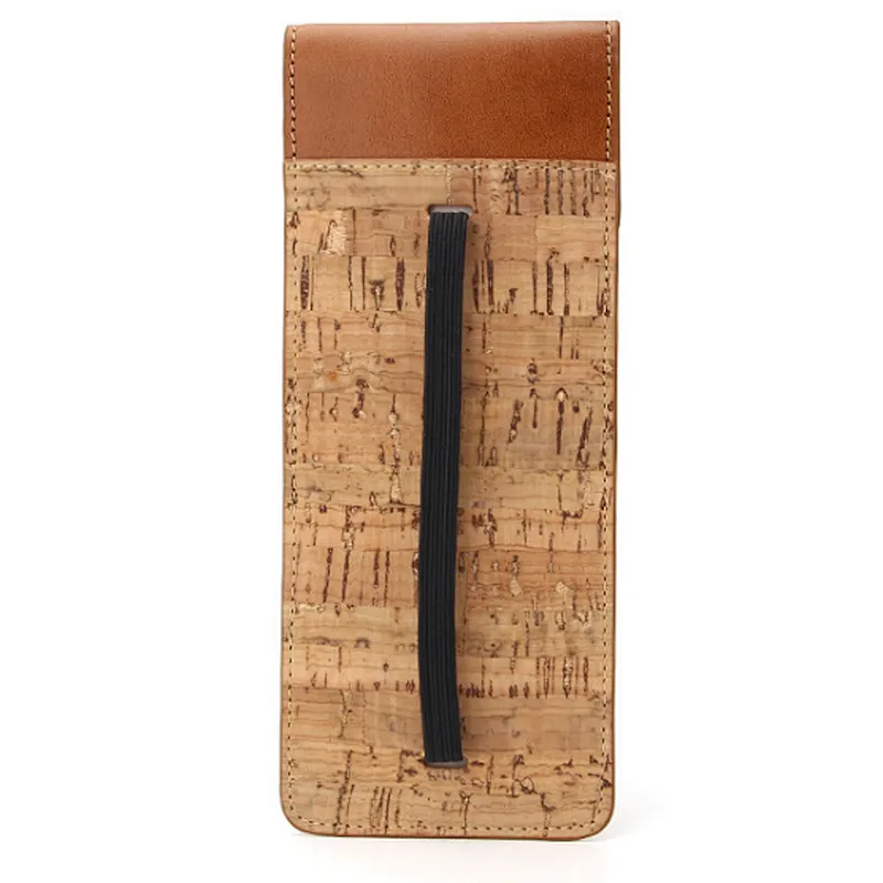 eco-friendly cork pencil case school supplies pen purse for office cheap cover leather pencil pouch