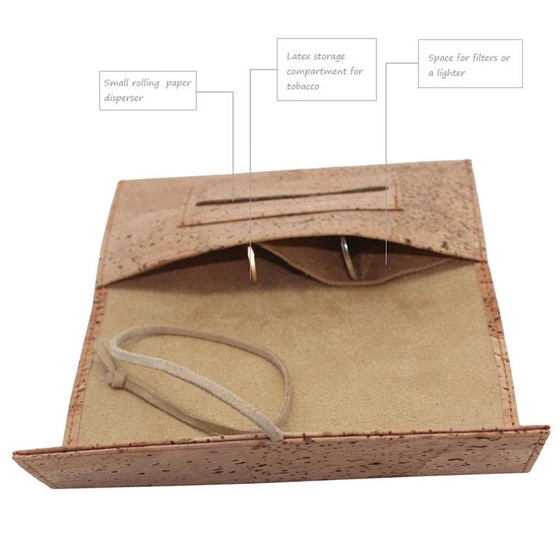 brand logo boshiho cork leather tobacco pouch