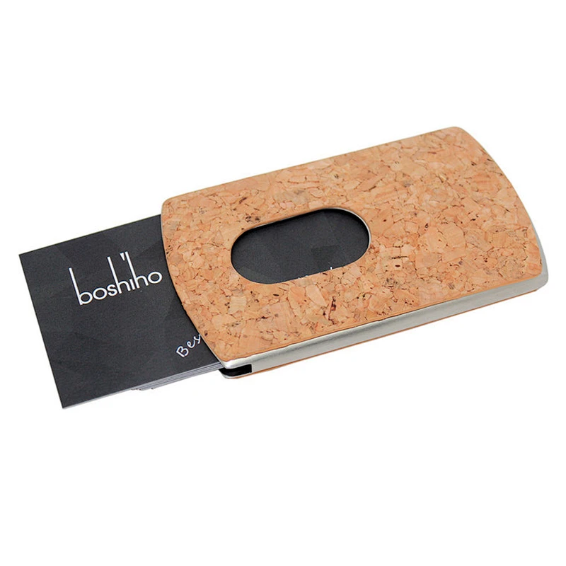 Boshiho star grain natural cork business card holder