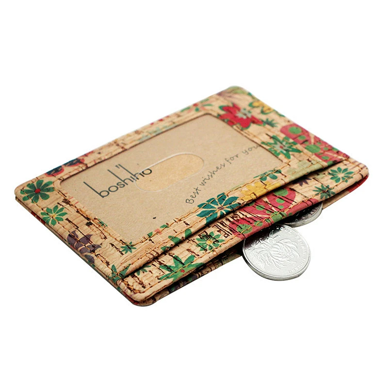 Boshiho High Quality blue red business Id  Vegan Cork employee ID card holder with lanyard