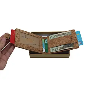 Boshiho cork wallet money clip credit card holder unisex popular OEM cork purse light weight fashion clutch wallet