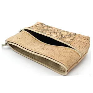 China Manufacturer Custom Design Vegan Zipper Eco-friendly Cork Material Lady Clutch Wallet