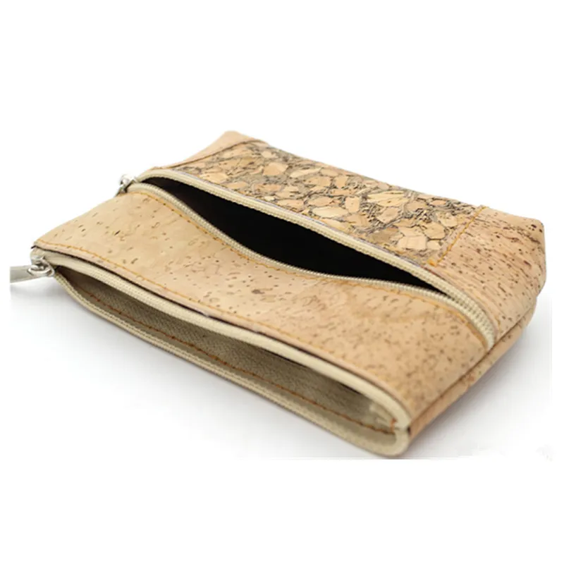 China Manufacturer Custom Design Vegan Zipper Eco-friendly Cork Material Lady Clutch Wallet