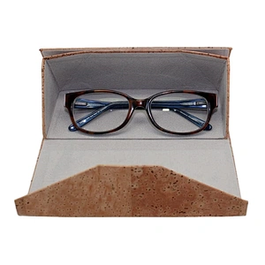 Customized logo foldable cork glasses protective case vegan sunglasses case eyeglass box