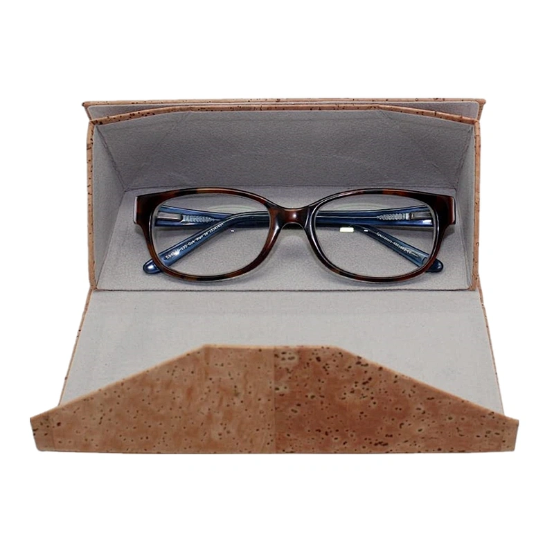 Customized logo foldable cork glasses protective case vegan sunglasses case eyeglass box