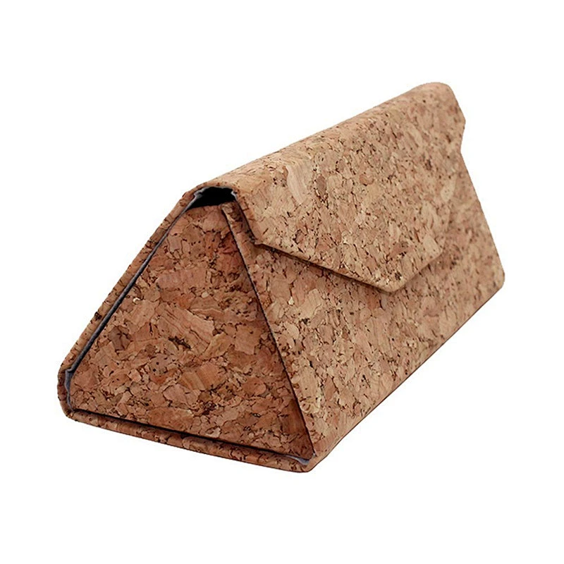Personalized foldable cork leather stand case for sunglasses