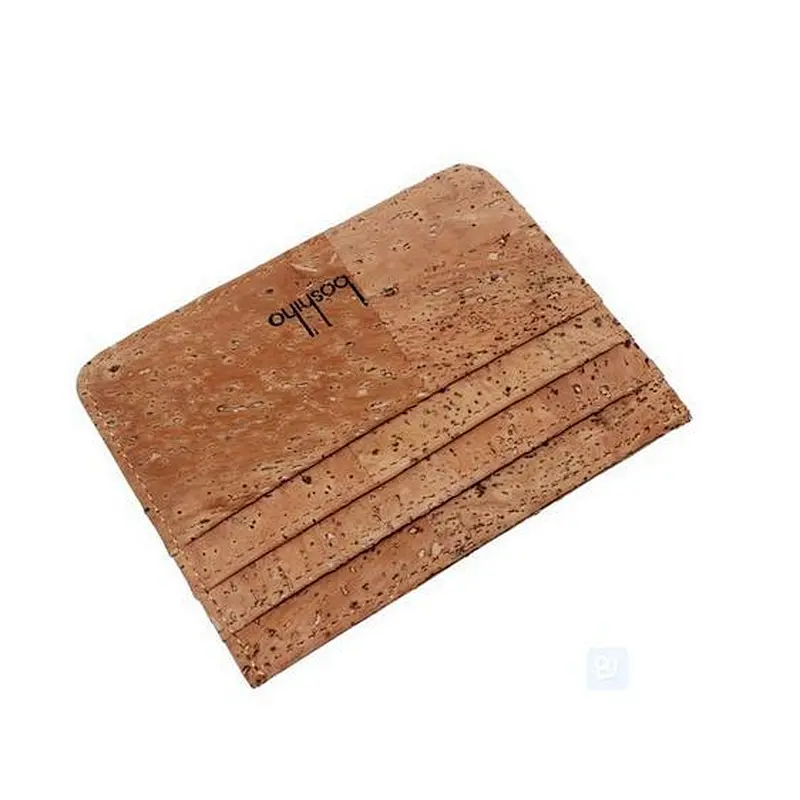 Boshiho slim natural cork fabric double side card holder purse wallet