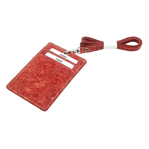 Boshiho High Quality blue red business Id  Vegan Cork employee ID card holder with lanyard