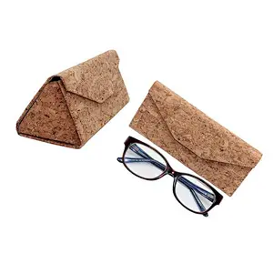 Personalized foldable cork leather stand case for sunglasses