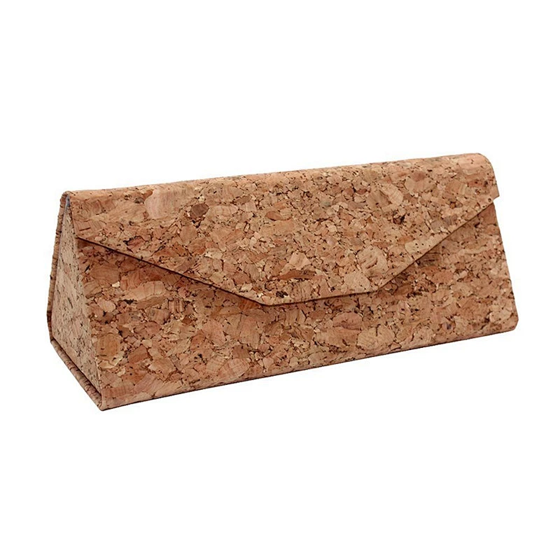 Personalized foldable cork leather stand case for sunglasses