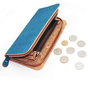 Cork leather purse women rfid blocking clutch leather wallet