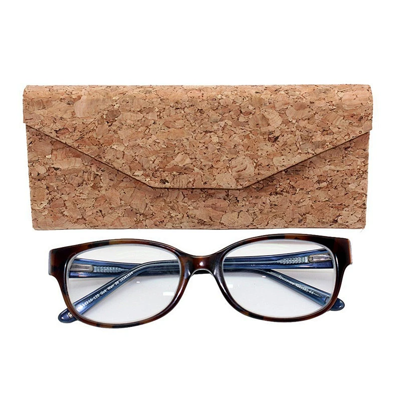 Personalized foldable cork leather stand case for sunglasses